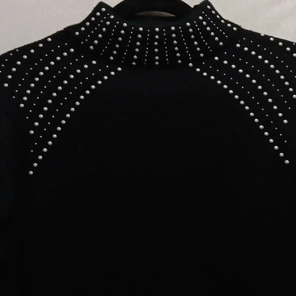 Womens XS Black Juicy Couture Mock Neck Pearl Embellished - Picture 6 of 7